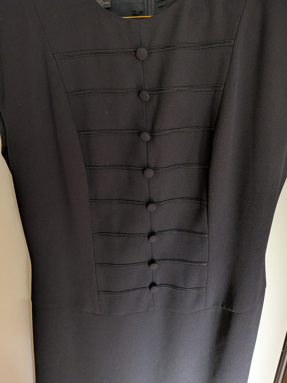 Marianne Classic Black Button-Front Sheath Dress.